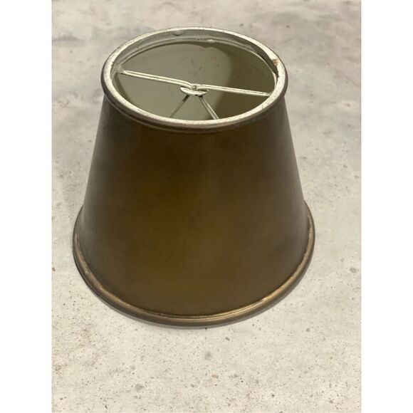 Vintage Small Toleware Metal Lamp Shade Gold - Picture 1 of 3